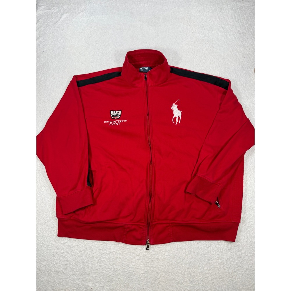 Polo Ralph Lauren Mens 3XB Red Big Pony USA Winter Event Full Zip Track Jacket